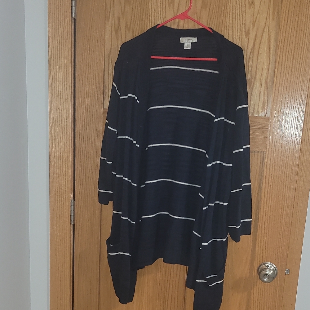 Navy and White Striped Cardigan